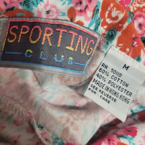 Sporting Club Vintage Floral Romper Pink Cotton Playsuit Buttons Wide Leg Small - Picture 7 of 15